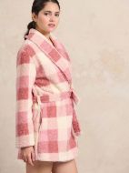 Εικόνα της Jeannette Ρόμπα Σταυρωτή Fleece Καρό Ροζ (7967)