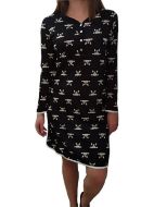 Εικόνα της Zen νυχτικό Μαύρο εμπριμέ με σχέδιο λευκά "σκυλάκια".