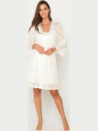 Εικόνα της Jeannette Εκρού σετ ρόμπα & σατέν νυχτικό.