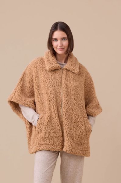 Εικόνα της Noidinotte Μπεζ Γυναικεία Ρόμπα/Πόντσο Με Φερμουάρ.