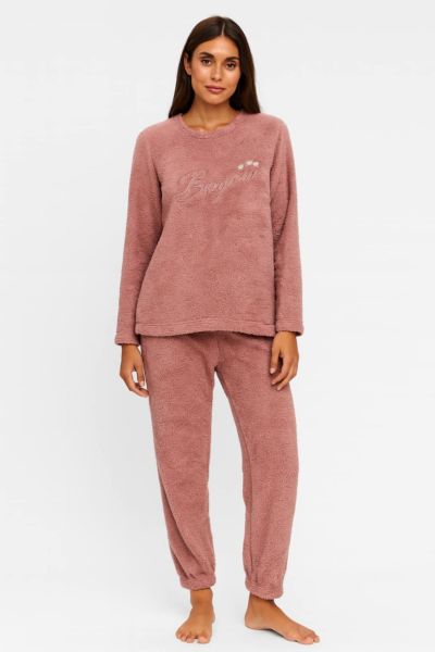 Εικόνα της Passion Γυναικεία Πιτζάμα Fleece Σάπιο Μήλο "Bonjour".