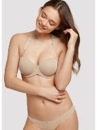Εικόνα της Μπεζ γυναικείο σουτιέν strapless, με μπανέλα και ελαφριά επένδυση. Περιέχει μπεζ ράντες.