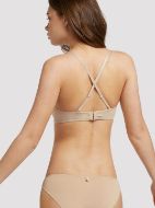 Εικόνα της Μπεζ γυναικείο σουτιέν strapless, με μπανέλα και ελαφριά επένδυση. Περιέχει μπεζ ράντες.
