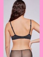 Εικόνα της Μαύρο γυναικείο σουτιέν με μπανέλα και ελαφριά επένδυση. Επιπλέον κλιπς στις ράντες,για να γίνονται χιαστί.
