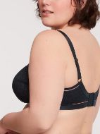 Εικόνα της Bestform μαύρο σουτιέν με δαντέλα και κοραλί ρέλι. Χωρίς μπανέλα, χωρίς επένδυση.