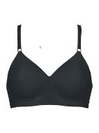 Εικόνα της Μαύρο γυναικείο σουτιέν. Χωρίς μπανέλα, με ελαφριά επένδυση. Φαρδιά, μαλακά πλαϊνά χωρίς ραφές. Ρυθμιζόμενες ράντες.