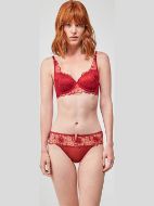 Εικόνα της Gisela Σκούρο Κόκκινο Σουτιέν Με Δαντέλα, Μπανέλες & Ελαφριά Επένδυση.