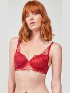 Εικόνα της Gisela Σκούρο Κόκκινο Σουτιέν Με Δαντέλα, Μπανέλες & Ελαφριά Επένδυση.