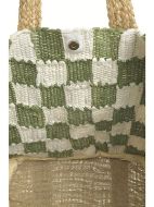 Εικόνα της BLE ΤΣΑΝΤΑ ΑΠΟ ΓΙΟΥΤΑ ΛΕΥΚΟ/ΠΡΑΣΙΝΟ 60x40 (70%COTTON 30%JUTE)