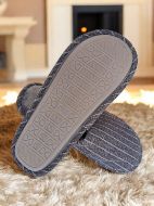 Εικόνα της Noidinotte Γκρι Ριγέ Ανδρικές Χειμερινές Παντόφλες.