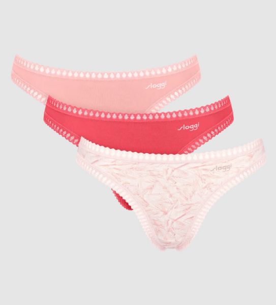 Εικόνα της 3Pack Sloggi Go Crush String Βαμβακερά Σομόν/Κοραλί/Εμπριμέ.