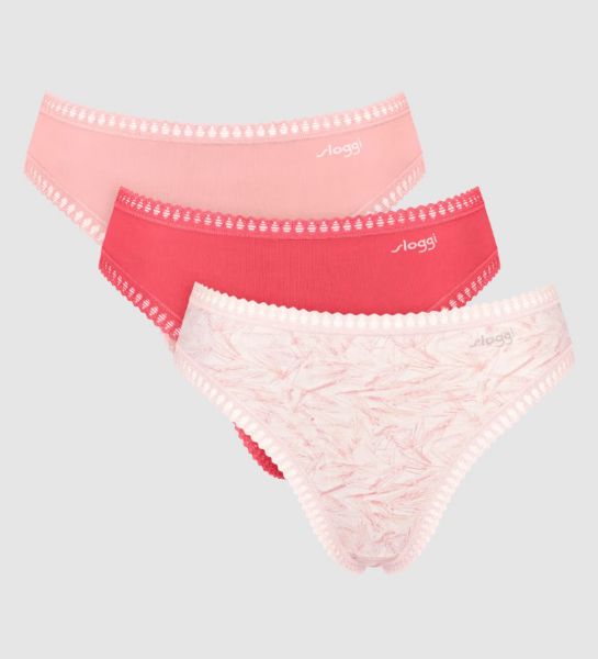 Εικόνα της 3Pack Sloggi High Leg Go Crush Βαμβακερά Slip Σομόν/Κοραλί/Εμπριμέ.