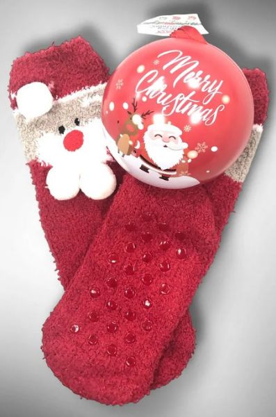 Εικόνα της Ider Xmas Χνουδωτές Κάλτσες Με Πατουσάκια Σιλικόνης Κόκκινες.