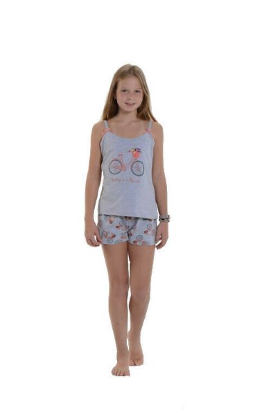 Εικόνα της Mei γκρι παιδική πιτζάμα με ράντακι & σορτς.