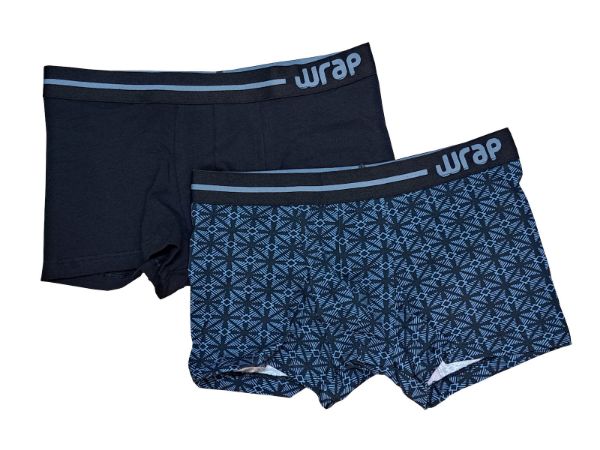 Εικόνα της 2 Pack Wrap Boxer Μαύρα Εμπριμέ & Μονόχρωμο.