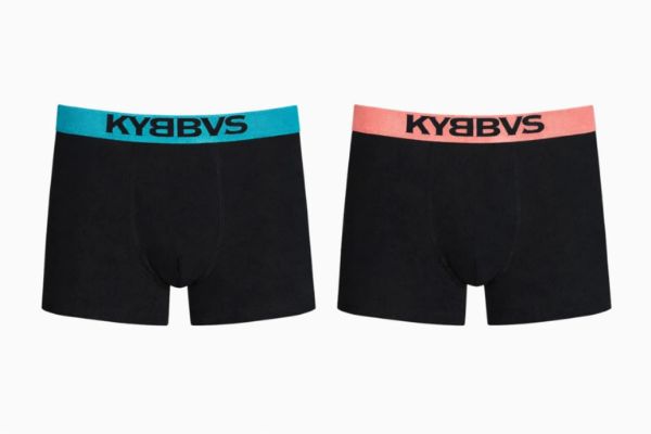 Εικόνα της 2Pack Kybbus Μαύρα Boxer Με Εξωτερικά Μεταλλικά Λάστιχα Τιρκουάζ/Κοραλί.