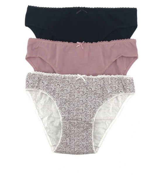 Εικόνα της 3Pack Ider Βαμβακερά Slip Dusty Pink/Florla/Μαύρο.