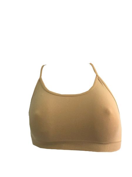 Εικόνα της Ider Μπεζ Τοπ με ραντάκι από μαλακή, ελαστική μικροΐνα, χωρίς ραφές.