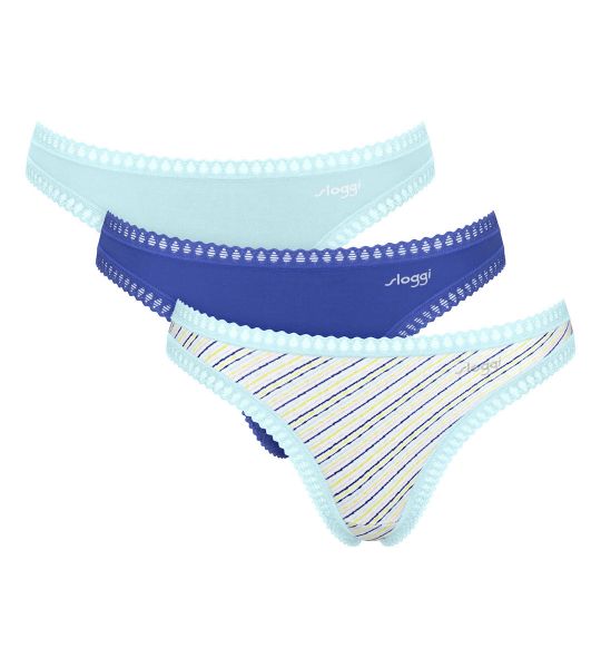 Εικόνα της 3Pack Sloggi Go Crush String Γαλάζιο/Μπλε/Εμπριμέ Βαμβακερά.