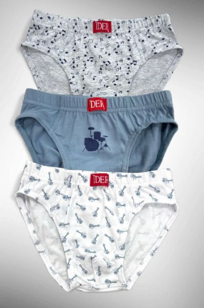 Εικόνα της 3Pack Ider Slip Παιδικό Με Εσωτερικό Λάστιχο & Σχέδια Γκρι/Τζιν/Λευκό.