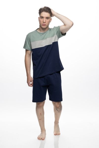 Εικόνα της Galaxy Βαμβακερή Ανδρική Πιτζάμα Μπλε.