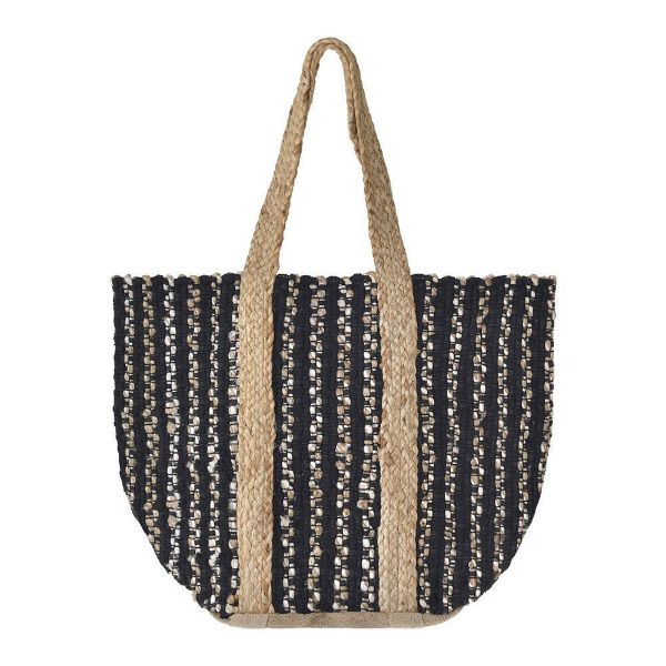 Εικόνα της Ble Resort Collection Τσάντα Θαλάσσης Μαύρη/Μπεζ 31X40X31.