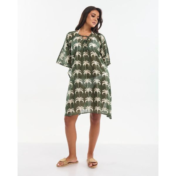 Εικόνα της Ble Resort Collection Χακί Κοντό Καφτάνι.