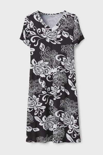 Εικόνα της Passion Viscose Ασπρομαύρο Homewear Κοντομάνικο.