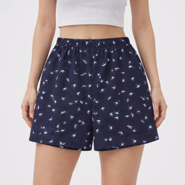 Εικόνα της Galaxy Μπλε Εμπριμέ Viscose Γυναικείο Σορτς.