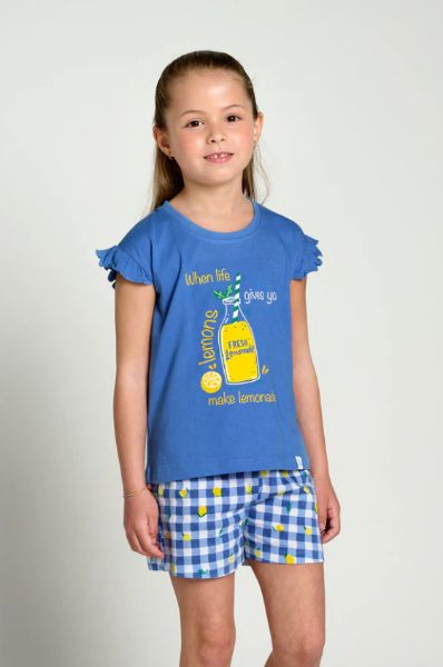 Εικόνα της Muydemi Βαμβακερή Εφηβική Πιτζάμα Μπλε/Καρό.