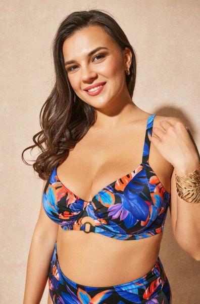 Εικόνα της Dorina Vybe Bikini Top Μαύρο/Μπλε Με Μπανέλες.