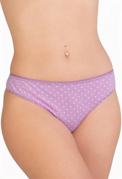 Εικόνα της Elite Brazil Λιλά Πουά Βαμβακερό Με Δαντέλα Πίσω.