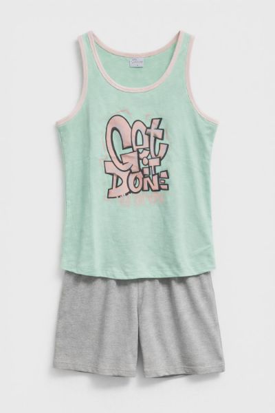 Εικόνα της Galaxy Βαμβακερή Γυναικεία Πιτζάμα Βεραμάν/Γκρι.