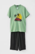 Εικόνα της Galaxy Βαμβακερή Ανδρική Πιτζάμα Πράσινη/Χακί.