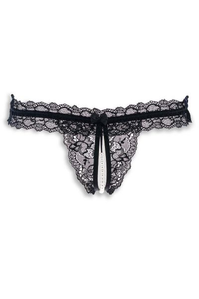 Εικόνα της Elite Μαύρο String Με Δαντέλα & Πέρλες (Kωδ.: 764)