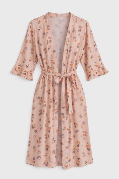 Εικόνα της Giota Βαμβακερή Σταυρωτή Σομόν Γυναικεία Ρόμπα Εμπριμέ.