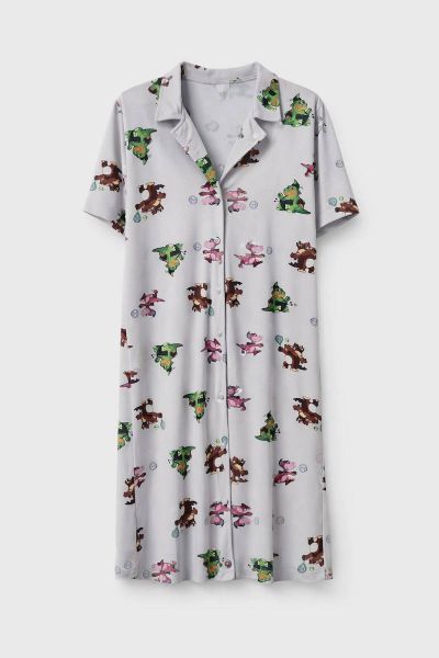 Εικόνα της Giota Βαμβακερή Εκρού Εμπριμέ Κουμπωτή Πουκαμίσα.