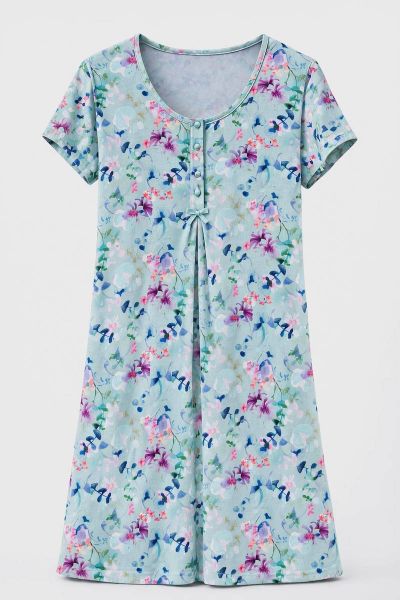 Εικόνα της Passion Βαμβακερό Γυναικείο Νυχτικό Μέντα Φλοράλ.