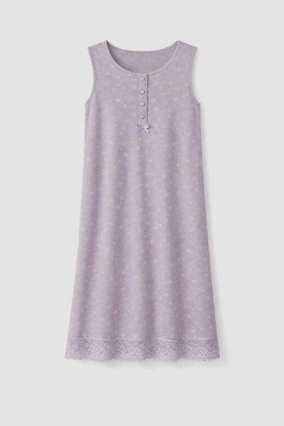 Εικόνα της Passion Viscose Γυναικείο Αμάνικο Νυχτικό Μωβ.