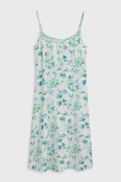 Εικόνα της Passion Βαμβακερό Γυναικείο Νυχτικό Εκρού/Μέντα.