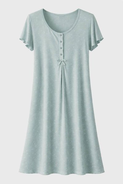 Εικόνα της Passion Viscose Μέντα Γυναικείο Νυχτικό Κοντομάνικο.