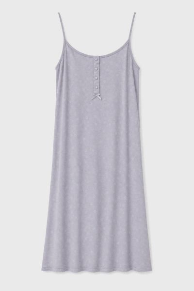 Εικόνα της Passion Viscose Γυναικείο Νυχτικό Γκρι Εμπριμέ.