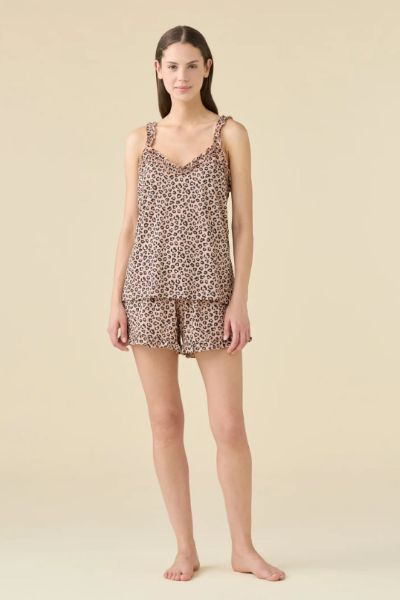 Εικόνα της Noidinotte Βαμβακερό Λεοπάρ Καφέ Ανοιχτό Γυναικείο Babydoll.