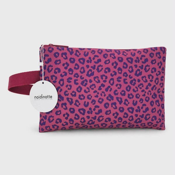 Εικόνα της Noidinotte Μπορντό Λεοπάρ Υφασμάτινο Τσαντάκι Με Φερμουάρ 30Χ20 .