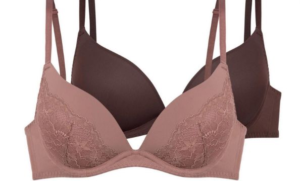 Εικόνα της 2Pack Dorina Σουτιέν Willa Push Up Σουτιέν Pink/Brown Με Μπανέλες.