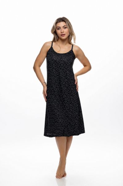 Εικόνα της Galaxy Viscose Μαύρο Φόρεμα Με Ραντάκι.