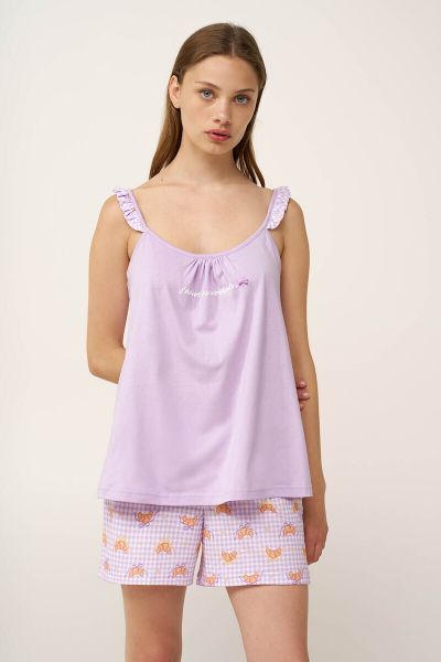 Εικόνα της Vamp Καλοκαιρινό Βαμβακερό Babydoll Λιλά 24314