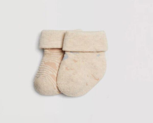 Εικόνα της 2Pack Ysabel Mora Μπεζ Πετσετέ Βρεφικές Κάλτσες.