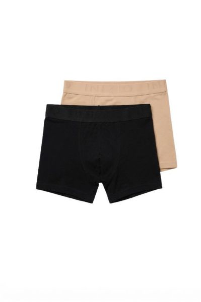 Εικόνα της 2Pack Inizio Ανδρικά Boxer Βαμβακερά Μπεζ/Μαύρο Με Εξωτερικά Λάστιχα.