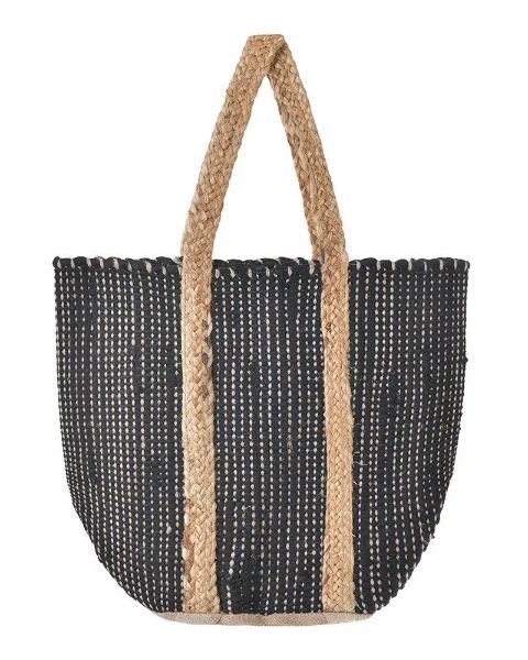 Εικόνα της Ble Resort Collection Ψάθινη Τσάντα Θαλάσσης Μαύρη 5-42-509-0009